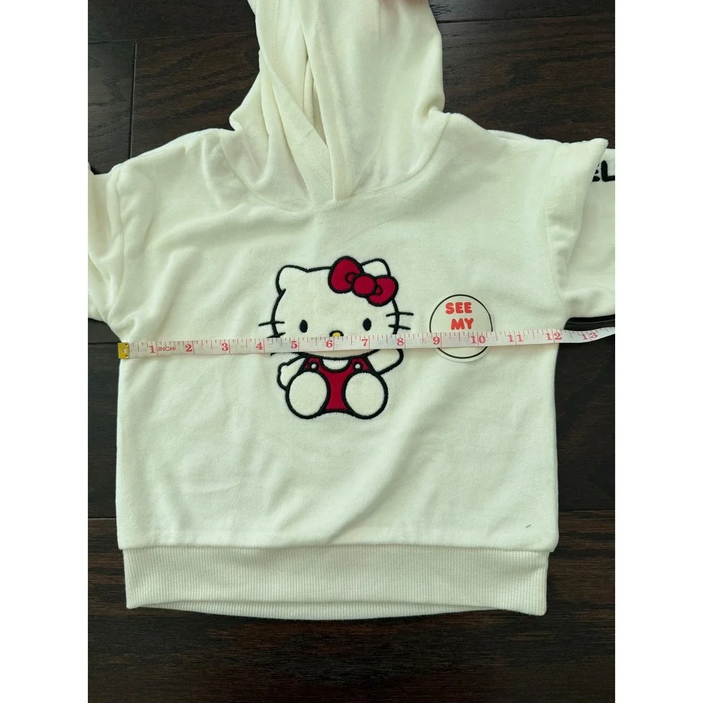 Hello Kitty Velour Hoodie and Flare Pants Set Cream Red Bow Kids 2T